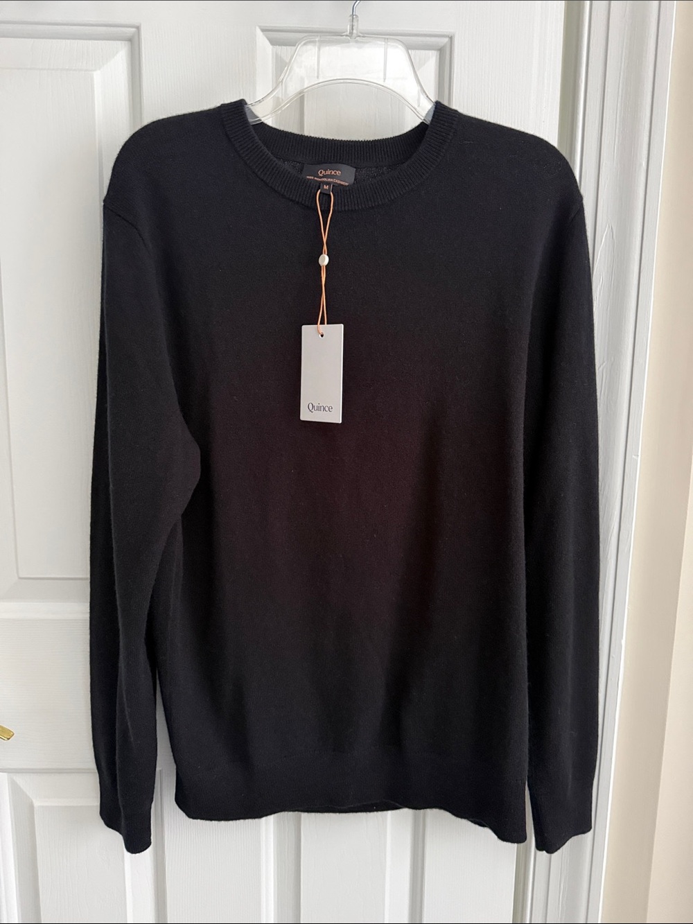 Quince Men's Black Cashmere Crewneck Pullover Sweater